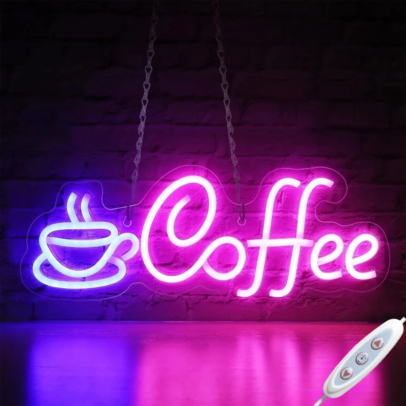 

Неоновая вывеска в виде кофейной чашки, светодиодный настенный светильник с регулируемой яркостью, питание от USB, декор для кофейни, кафе, кухни, идеальный подарок для любителей кофе.
