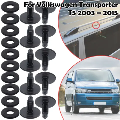 10SET WHT006148 Roof Rack Holes Panel Blanking Black Screws Bolts Sealed For Volkswagen Transporter T5 2003-2015 T5GP 2010-2015