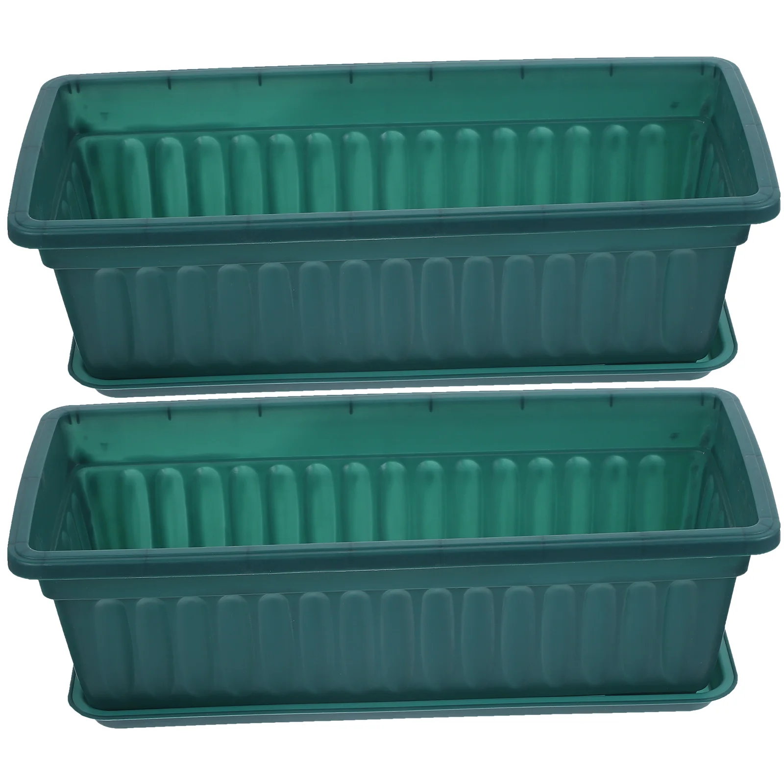 

2pcs Dark Green Rectangular Vegetable Planting Pots Tray 44x19x14cm Thickened Durable Garden Balcony Flower Container