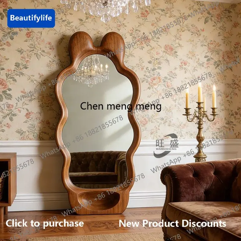 b567 Medieval special-shaped floor-to-ceiling full-body mirror household retro creative full-length mirror bedroom cloakroom