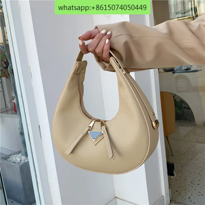 Women's bag retro handbag fashionable texture lychee patterned crescent bag minimalist underarm single shoulder crossbody bag