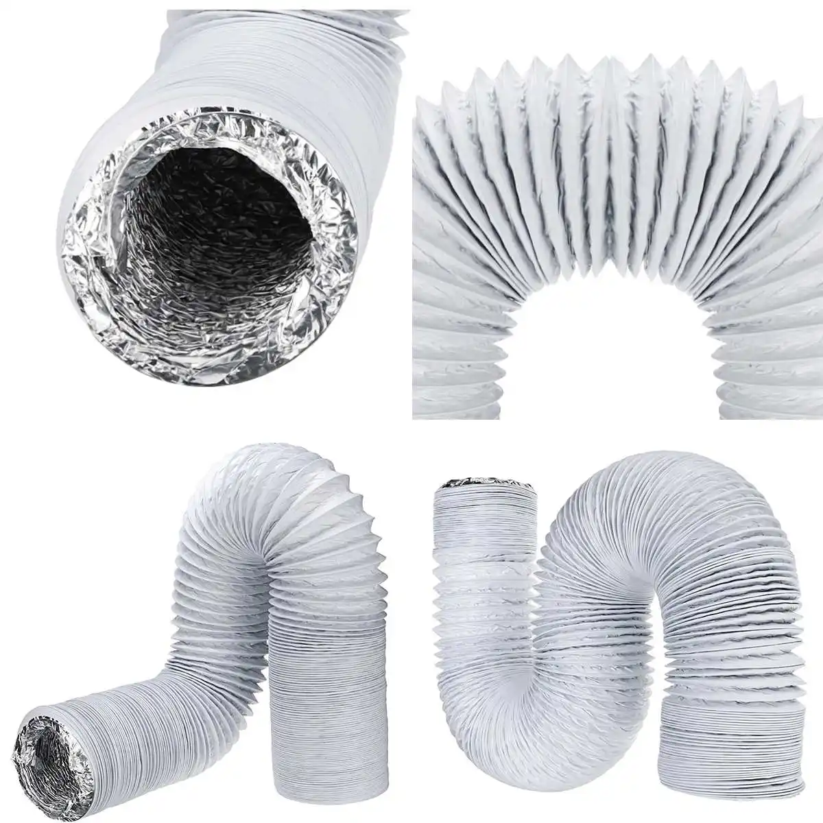 PVC 알루미늄 튜브 환풍기 파이프, 공기 환기 파이프 호스, 유연한 에어컨 배기 덕트, 공기 시스템 벤트, 150mm, 6 인치 