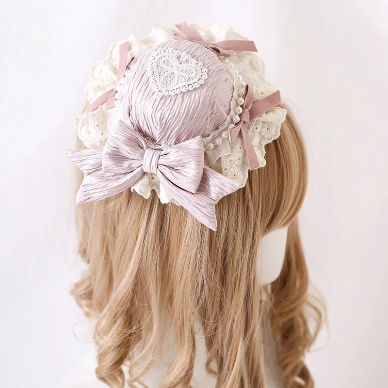 Grampo de cabelo Lolita original e acessório feito por laço borboleta estilo Petit DOLL com cartola