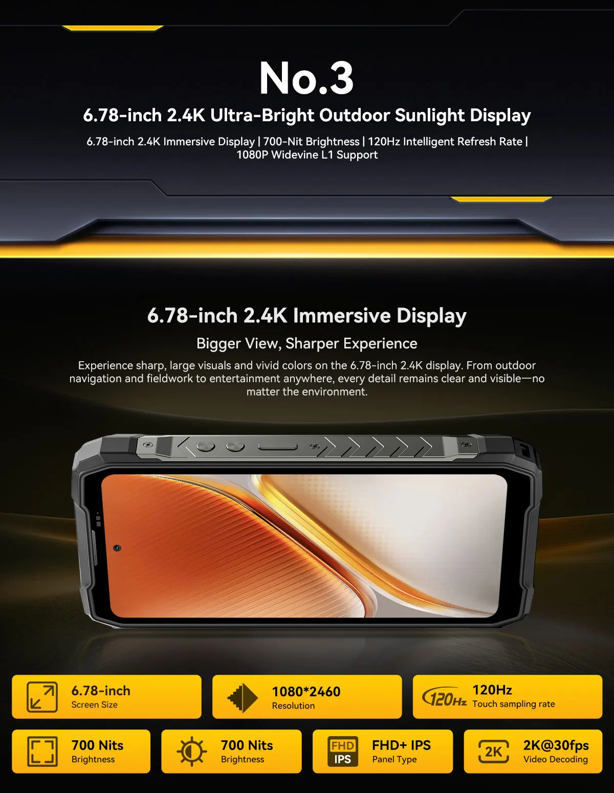 Global version Blackview ROCK 5 Rugged Smartphone Android 16 6.78'' 2.4K Display Camping Lantern 20000mAh 108MP NFC Mobile Phone