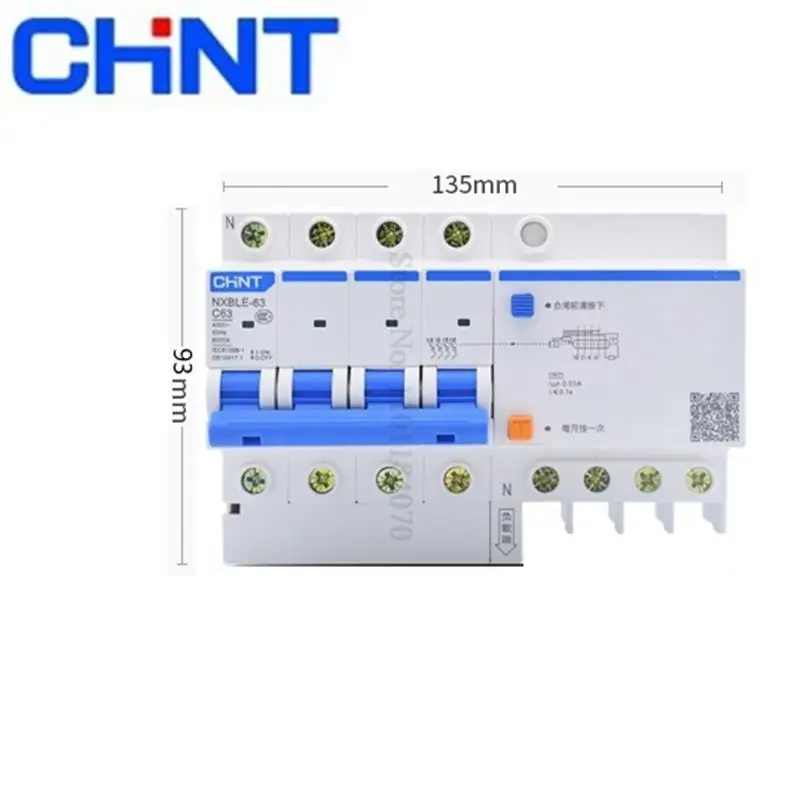 CHNT CHINT NXBLE-63 4P 40A 63A RCBO Residual Current Operated Circuit Breaker