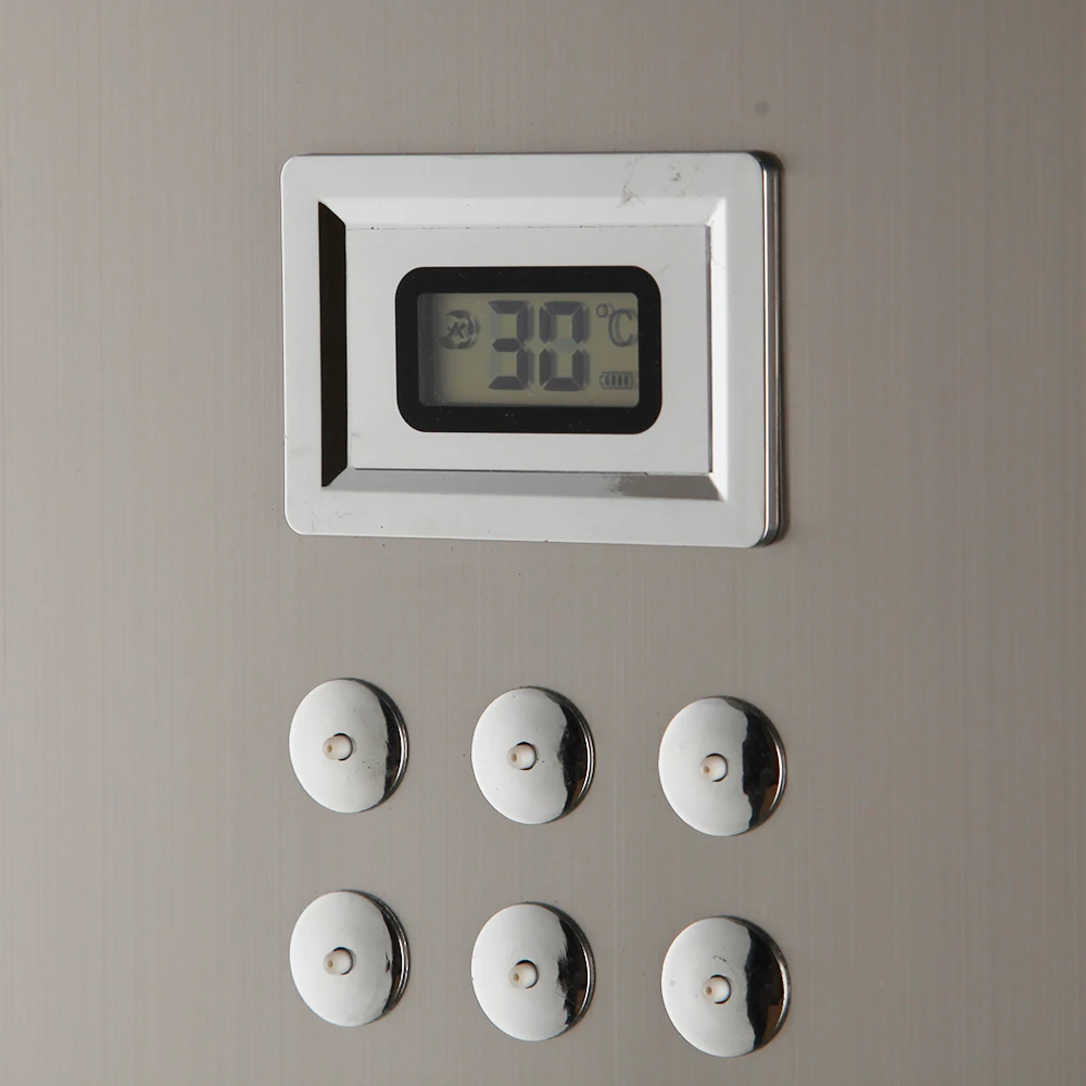 KEMAIDI Stainless Steel Shower Panel Column Tower with Digital Display Rainfall Massage Mixer 5 Shower Modes Shower Panel Tower