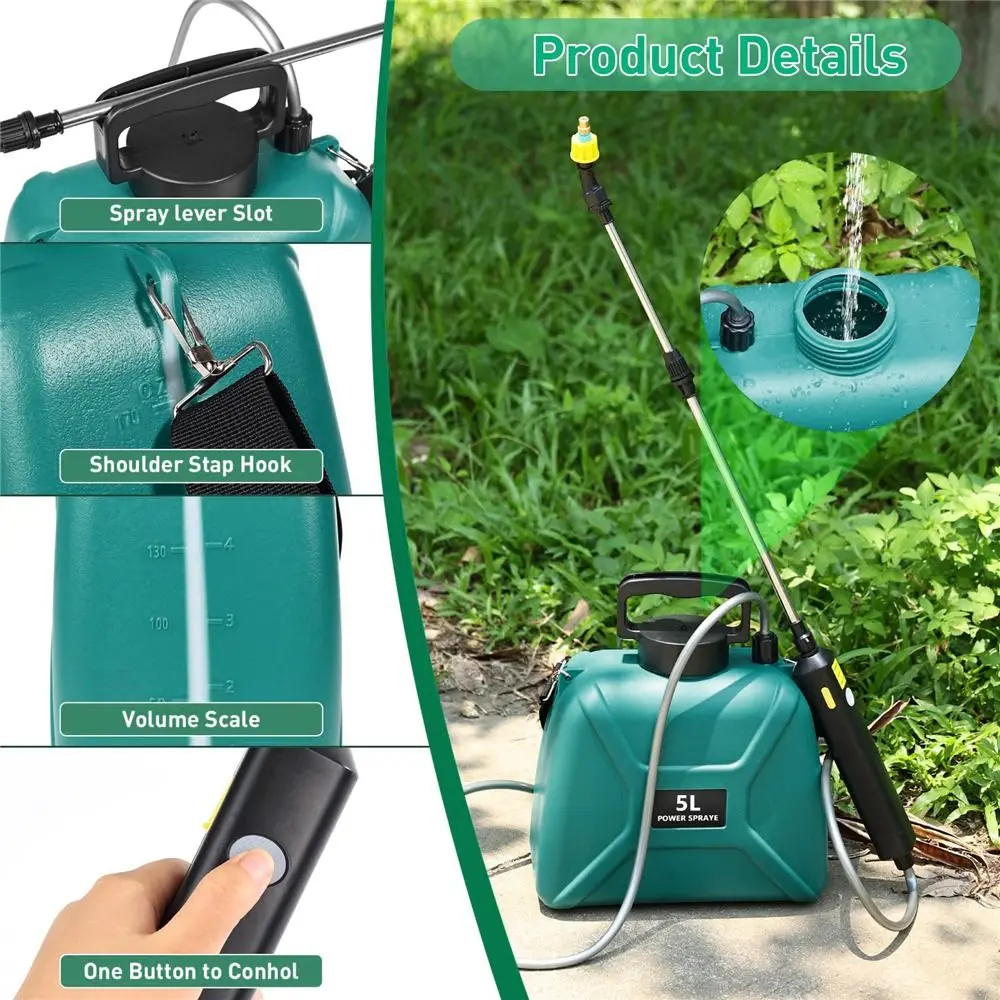 Upgrade Battery Powered Electric Garden Sprayer Retractable Wand with Adjustable Shoulder Strap Electric Sprayer