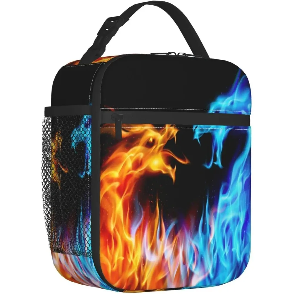 

Ice and Fire Dragon Bento Totes Thermal Lunch Bag Portable Insulated Lunch Box Back To School Picnic Office Travel