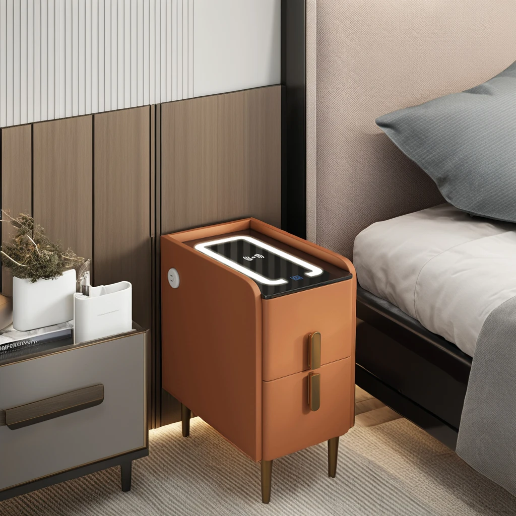 Simple multifunctional smart nightstand household wireless charging with fingerprint lock nightstand