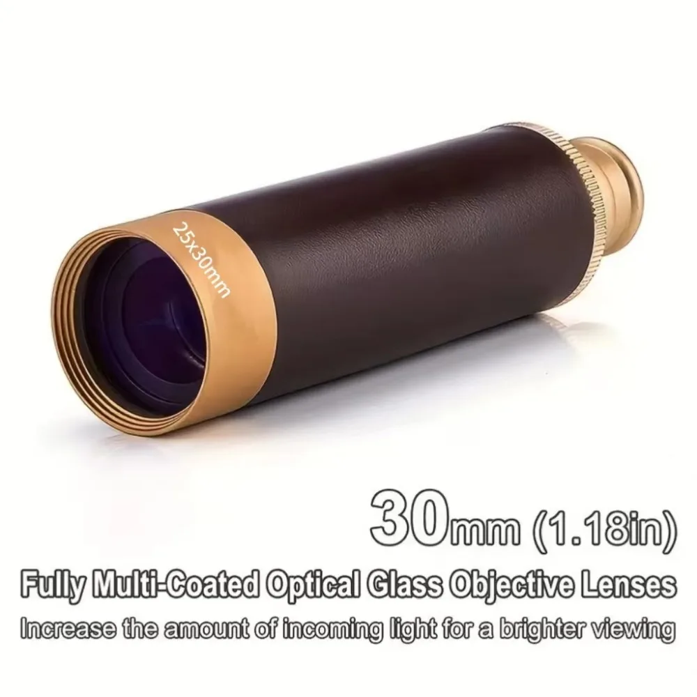 Télescope monoculaire avec grossissement 25x, monoculaire optique portable pour la randonnée, l'escalade, l'observation des oiseaux, l'observation de la faune, équipement de voyage en plein air, cadeau pratique pour les vacances