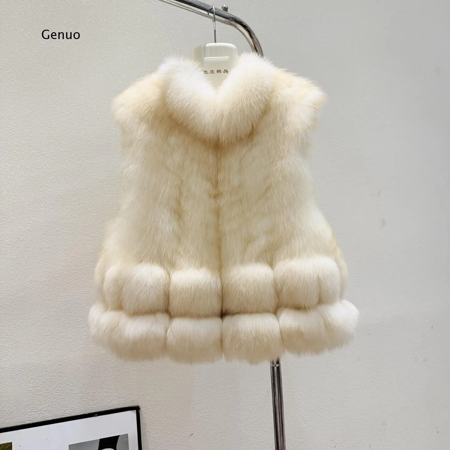 2026 Women Real Fox Fur Leather Vest Sleeveless Patchwork Jacket Luxury Warm Winter Outerwear Gilet