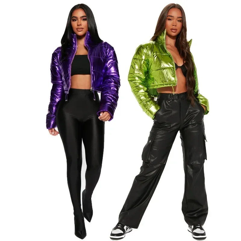 

Womens Parkas Winter New Fashionable Cotton Standing Collar Short Windproof and Warm Bread for Woman