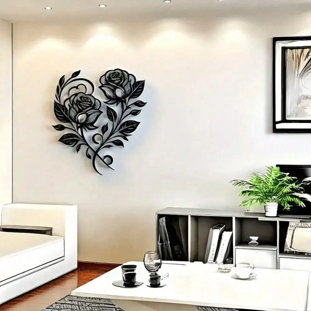 Celtic Knot Rose Metal Hanging Floral Wall Sign Modern Home Living Room Rustproof Iron Unique Decor Gift Ornament Artisan Craft