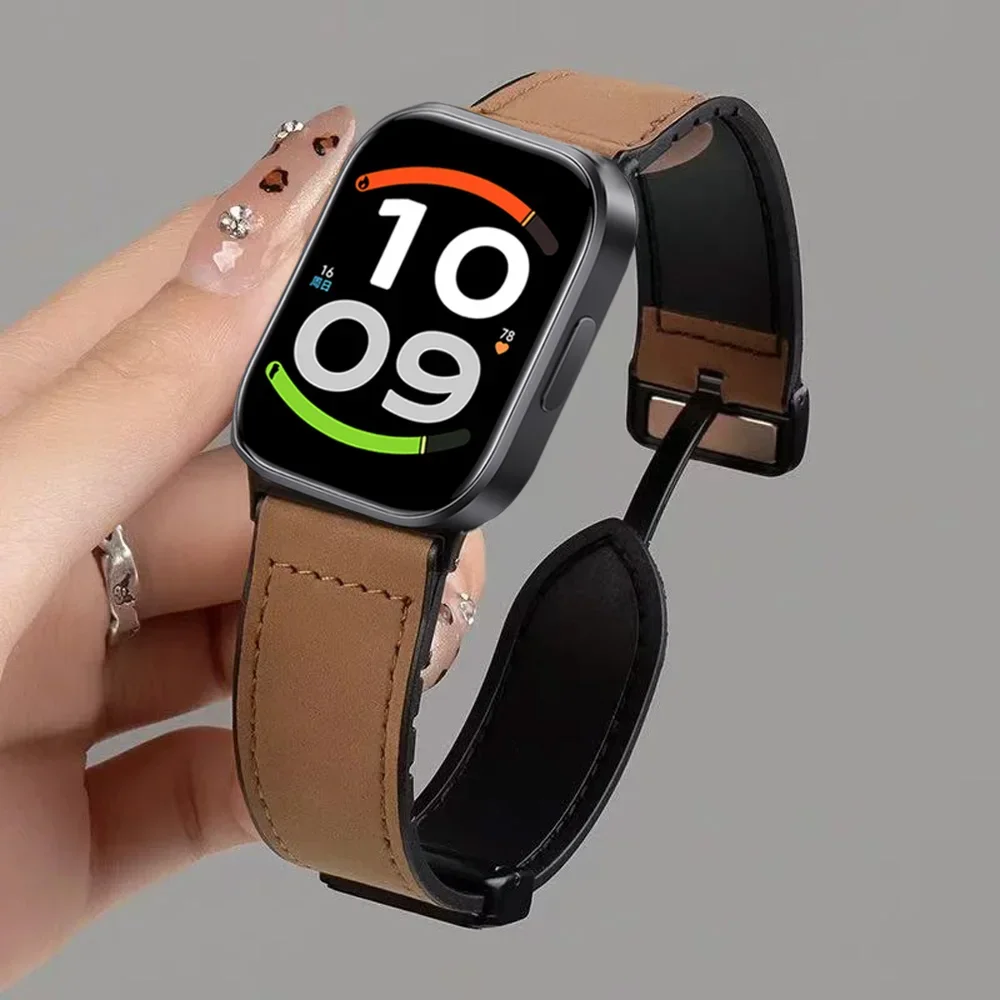 Magnetic Buckle Silicone+Leather Strap For Redmi Watch 6 Active/Lite/4 5 6 Bracelet Belt For Xiaomi Mi Band 8-9-10 Pro Accessory