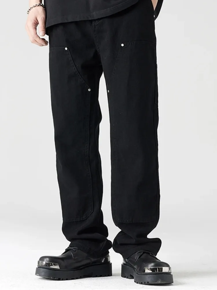 New High 2026 Street Men's Summer American Style Straight Pants Loose Fit Stylish Casual Workwear Trousers Green PUOF