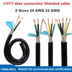 1 미터 CE 차폐 구리 케이블 LIYCY 2 3 4 5 6 8 코어 24 awg 22 awg 데이터 연결 신호 케이블