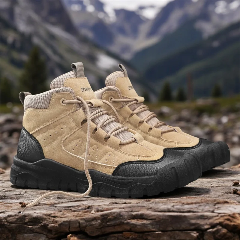 

Мужские походные ботинки среднего размера. Ковбойские сапоги с удобным защитным высоким берцем цвета хаки. Подходит для исследования на открытом воздухе.