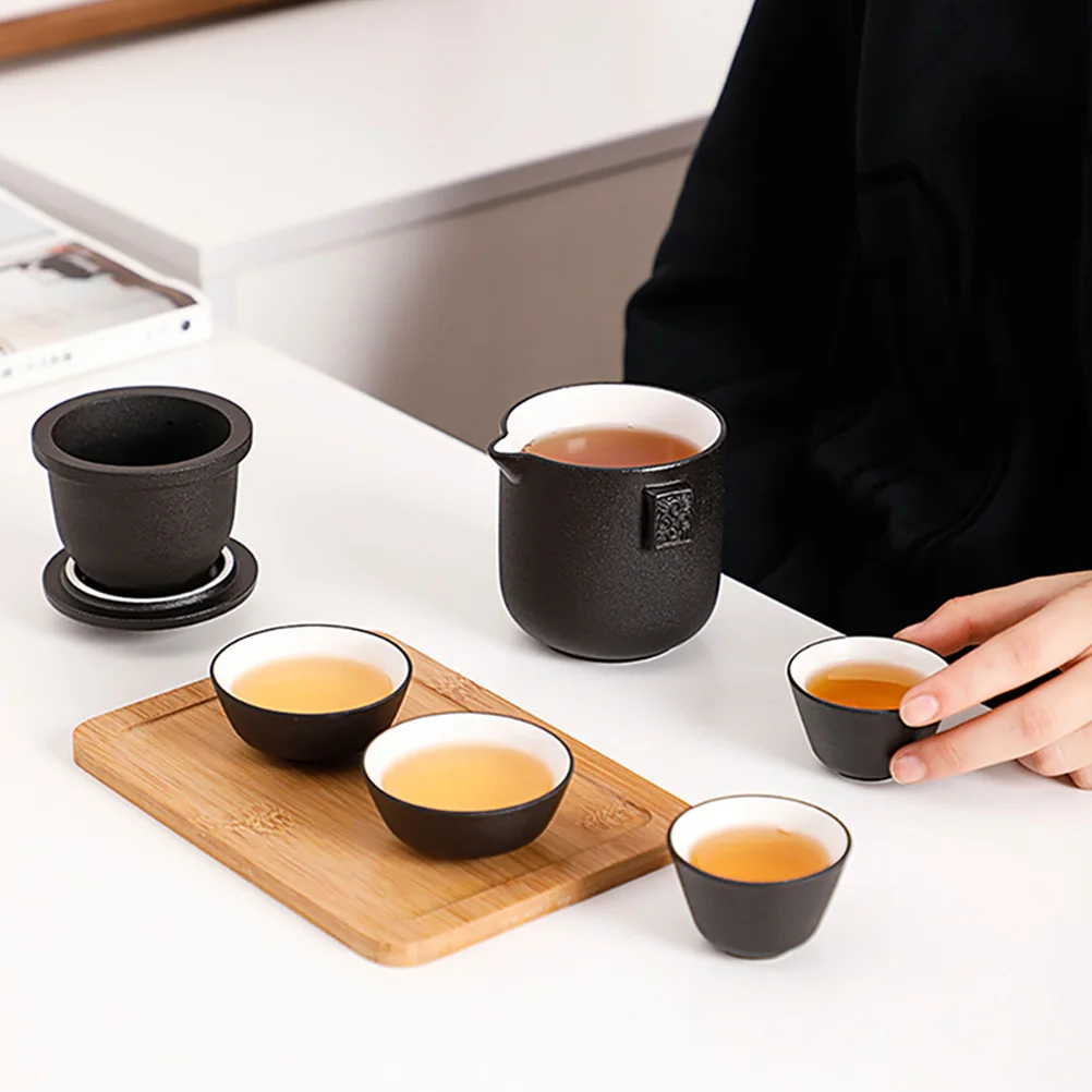 

1Set Chinese Tea Pot Cup Set Portable Ceramic Tea Brewing Kit for Travel Home Office Elegant Design Porcelain Bowls Sets