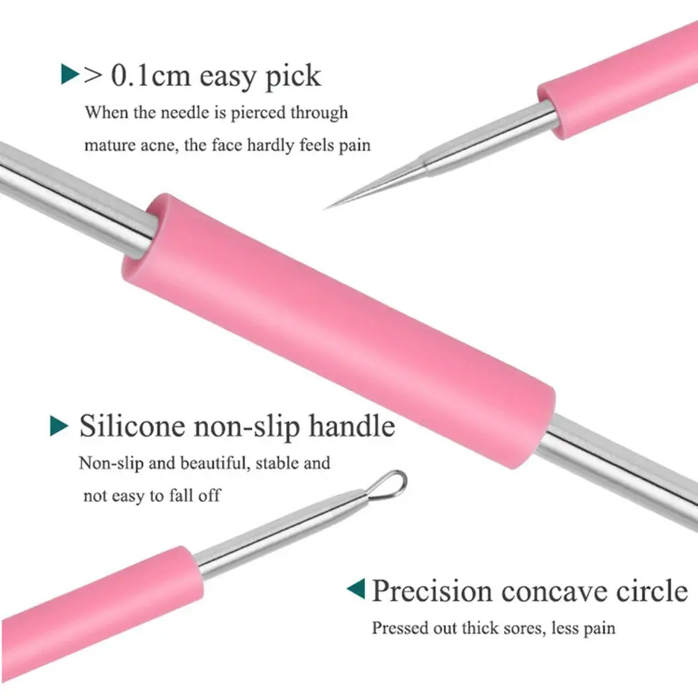 Double Head Facial Pore Cleaner Pimple Remover Acne Pimple Extractor Blackhead Acne Needle Pimple Removing Acne Remover Needle