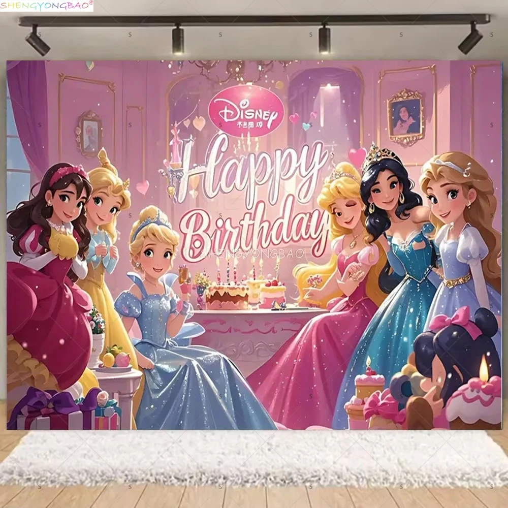

Disney Princess Cinderella Belle Photography Backdrops Snow White Girl Kids Baby Birthday Party Portrait Studio Background FM-09