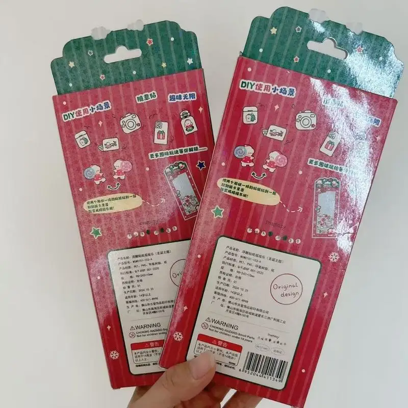 3d Christmas Santa Claus Dream Glitter Stick Stickers Decorative Reward Gifts Cartoon Scrapbooking Adhesive Decorations Gifts