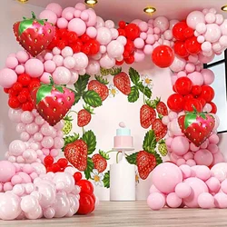 130pcs Strawberry Balloon Arch Set, Suitable for Strawberry Themed Events, Birthday Parties, Anniversaries and Other Decorations