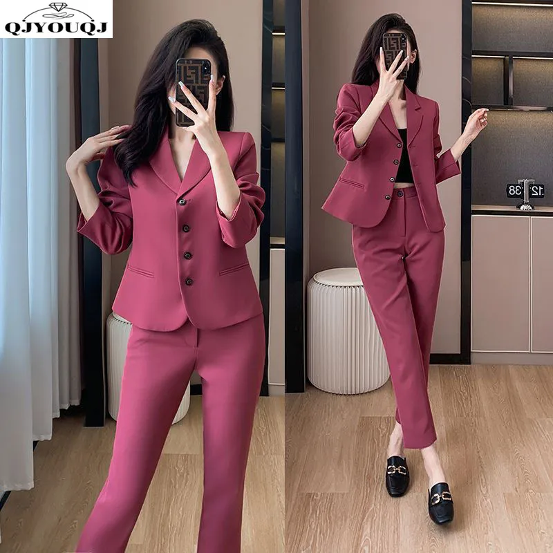 

Advanced suit set for women's spring and autumn fashion temperament goddess style suit top+fashionable pants two-piece set