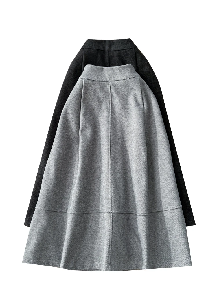 กระโปรงทรงเอเอวสูงสไตล์เกาหลีสำหรับผู้หญิง ดีไซน์ช่วยให้ดูผอมเพรียว ความยาวปานกลาง ผลิตจากเส้นใยโพลีเอสเตอร์ ทรงพอดีตัว