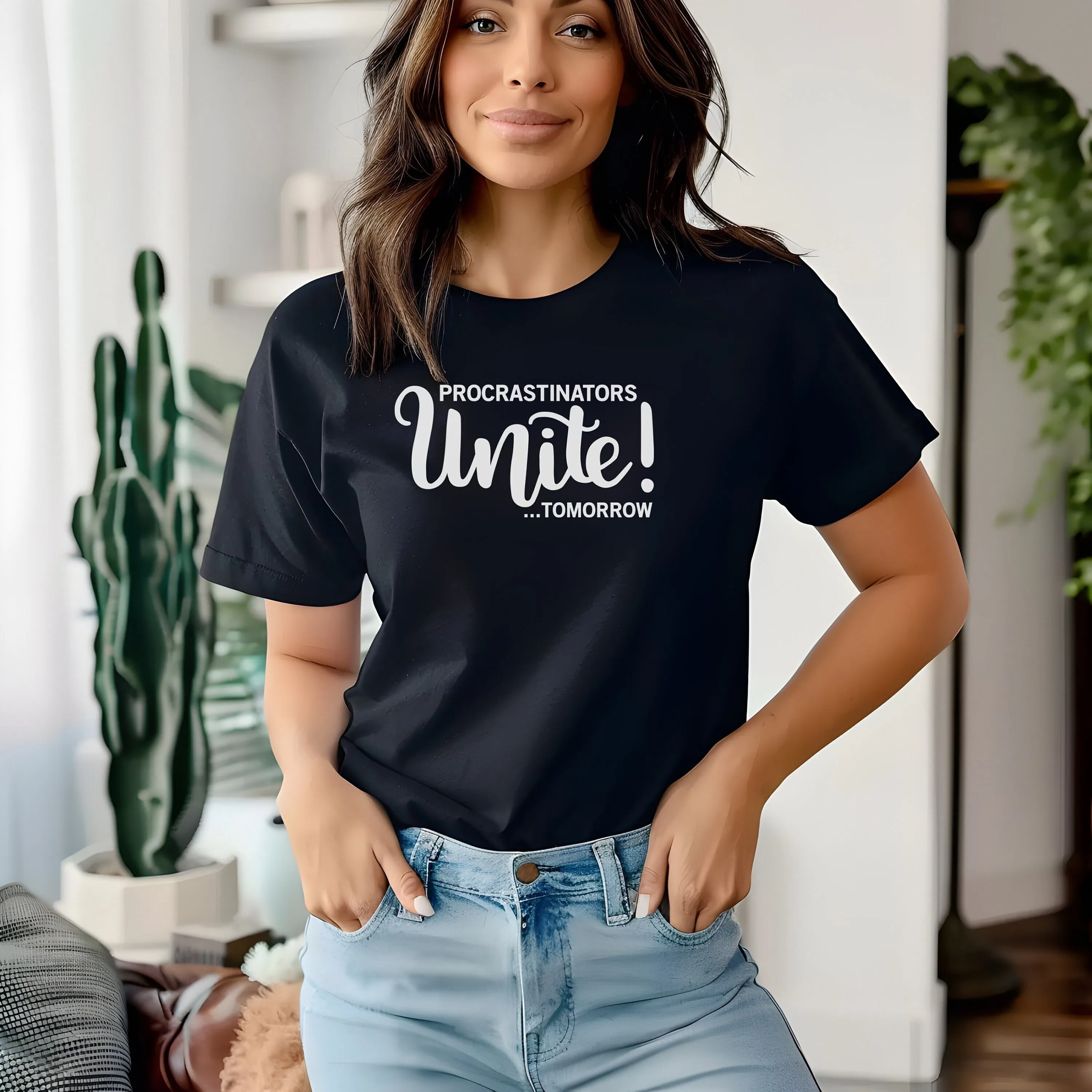 

Забавная футболка Procrastinators Unite Tomorrow для нее, уникальная женская футболка