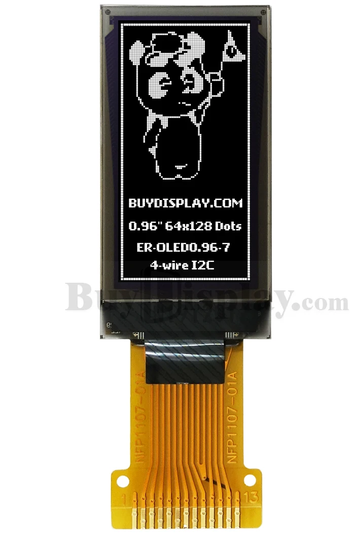 Белый 0,96-дюймовый OLED-экран 64x128 SH1107 Интерфейс SPI I2C, бесплатный разъем Белый 0,96-дюймовый OLED-экран 64x128 SH1107 Интерфейс SPI I2C, бесплатный разъем