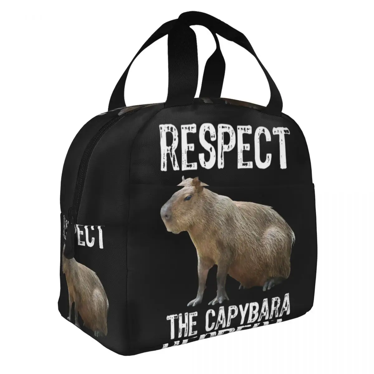 Custom Respect The Capybara Funny Rodent Capibara Lunch Bag Men Women Warm Cooler Insulated Lunch Boxes for Student School