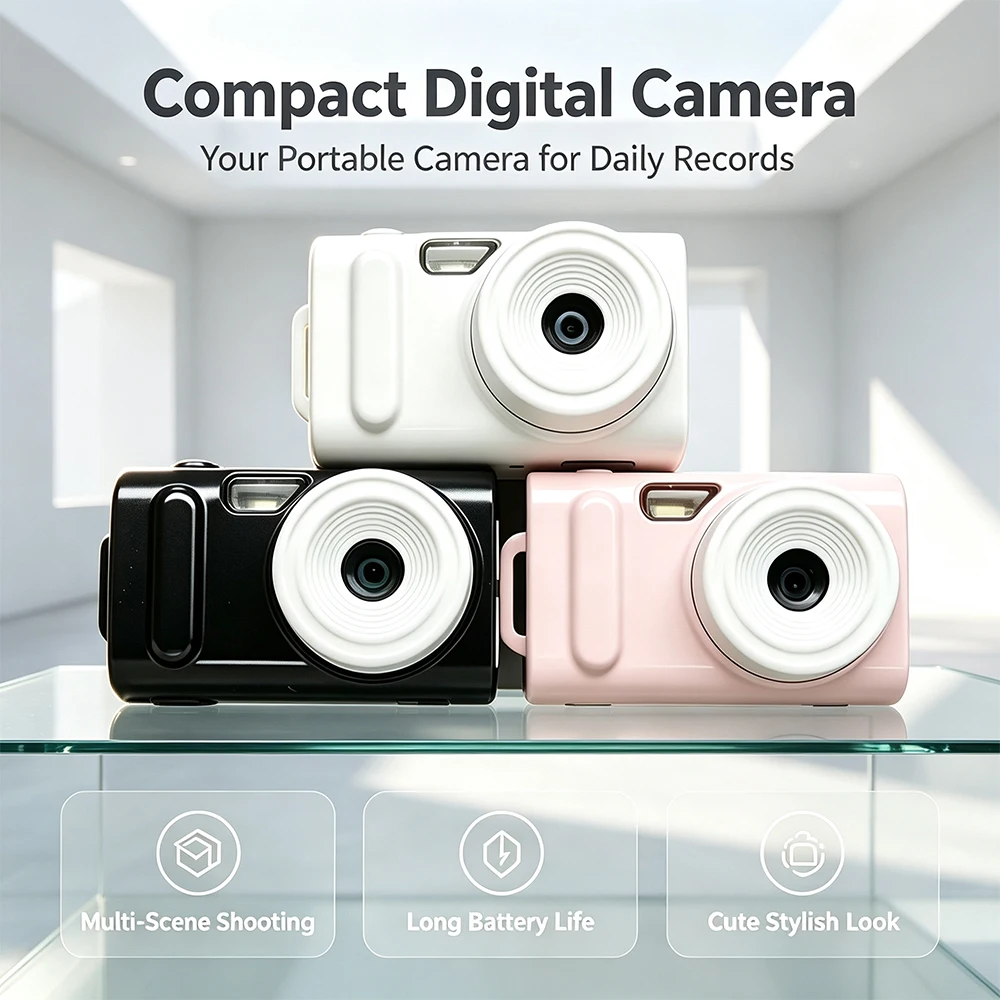 Mini Digital Camera 48MP HD Photo 1080P Video Pocket Vlog Camera Portable Compact Camera For Students Daily Travel Shooting