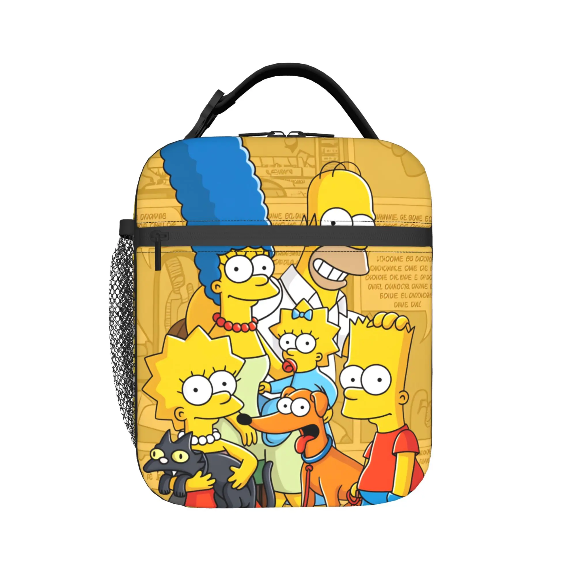 Funny S-Simpsons Family Portrait Lunch Bag For Child Graphic Lunch Box Casual Picnic Cooler Bag Portable  Oxford Tote Food Bags