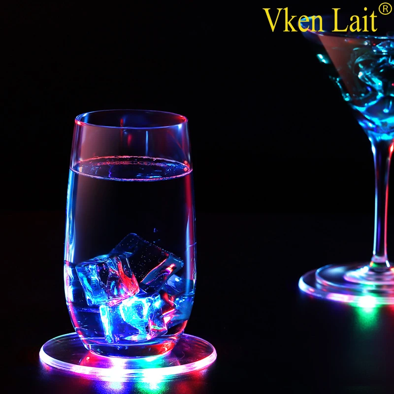 LED Coaster Color Change Light Up Drink Cup Mat Tableware Glow Bar Club Party coaster