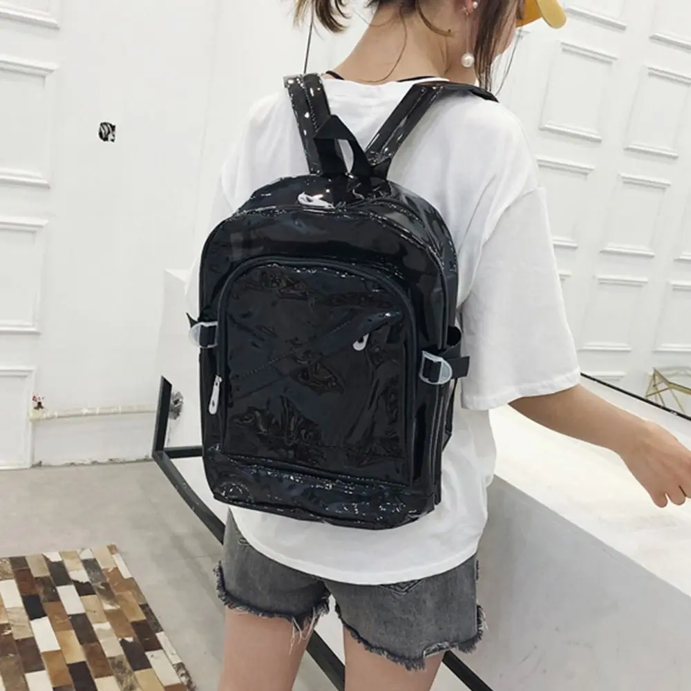 Korean Version Female Spring Summer Plastic School Bag Candy Color Transparent PVC Backpack Female Backpack Jelly School Bag