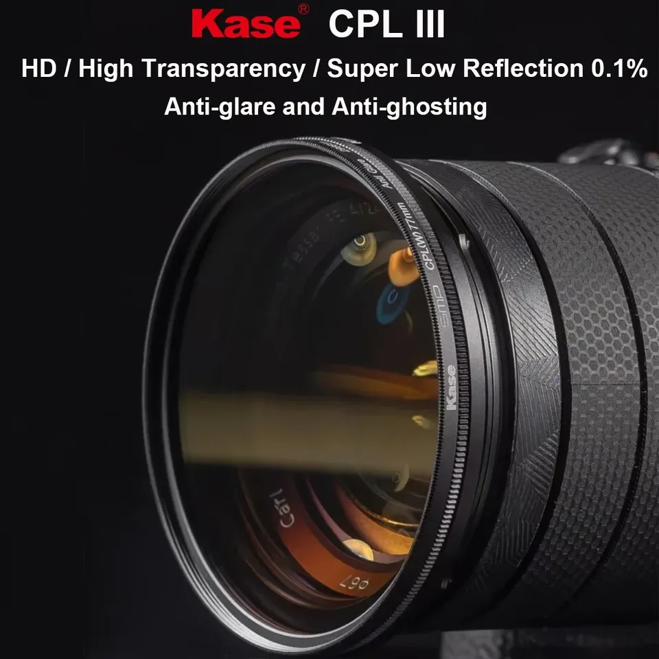 Kase Ultra Slim MC HD CPL III Circular Polarizer Lens Filter, Ultra-Low Reflectivity 0.1%, Optical Glass 43mm-77mm 82mm 95mm