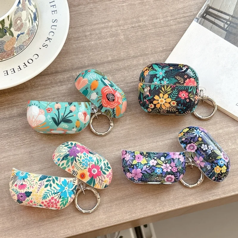 

Ins Cute Flower Painting Earphone Case For Samsung Galaxy Buds 3 Pro Buds3 Headset Cover Silicone Kawaii Headphone Cases Funda