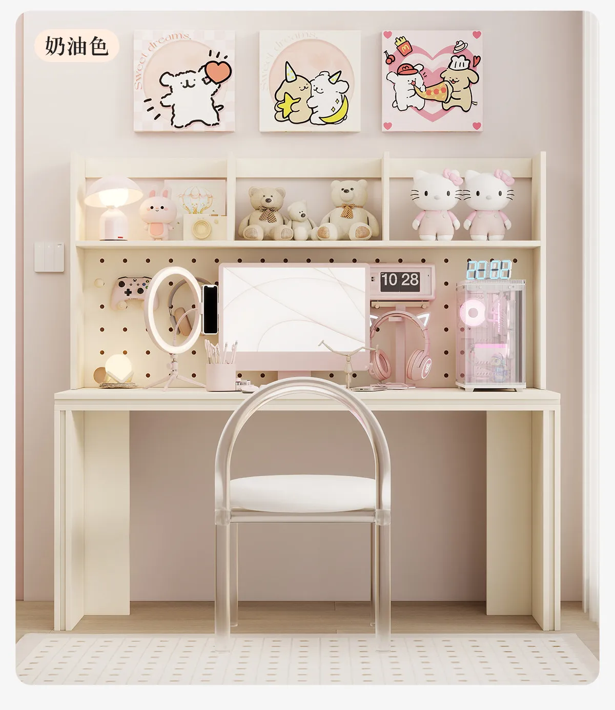 Magic painted color storage computer desk bookshelf bedroom desk desk dopamine furniture study large capacity study table 6