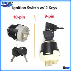 1pc 9/10 Pins Ignition Switch w/ 2 Keys 701/80184 50988 858/04674 701/45500 For JCB JCB200 JCB220 Tractor Preheat Start Switch
