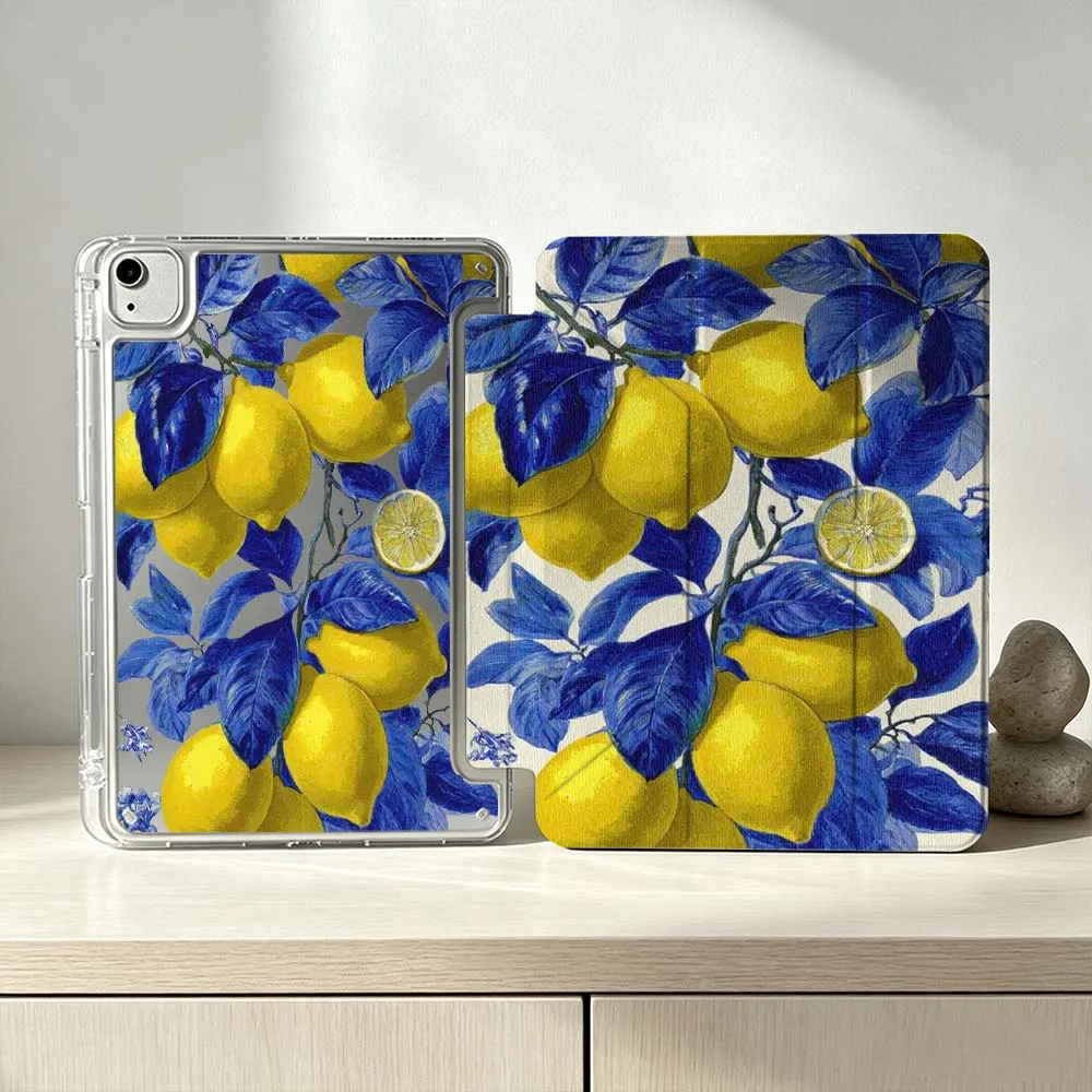Luxury Lemon Pattern For iPad Pro Air mini 6 5 4 3 2 1 11th 10th 6th 5th M5 M4 M3 M2 9gen Foldable 3Y Tablet Case Soft