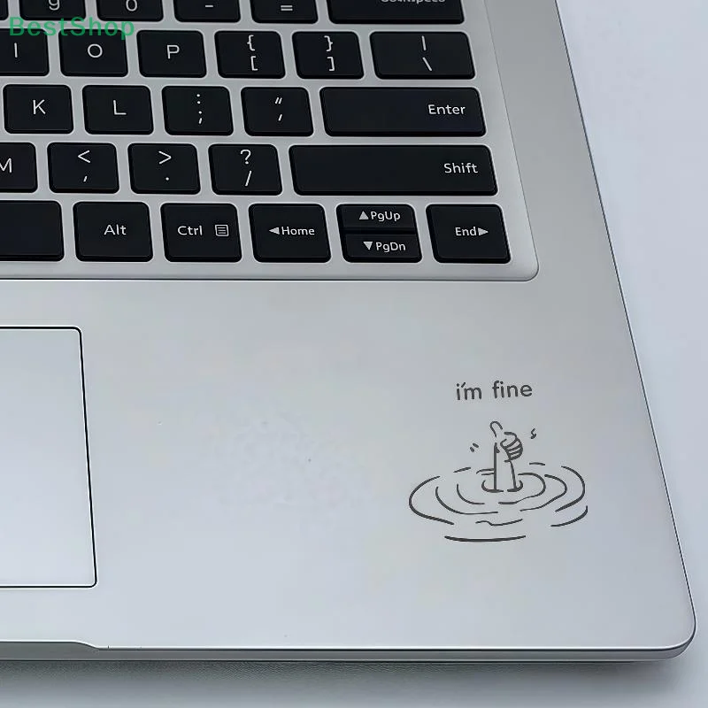 

Waterproof Glossy Paper Laptop Decals Humorous I'M Fine Funny Sarcastic Stickers Disposable Easy-To-Tear DIY Accessories