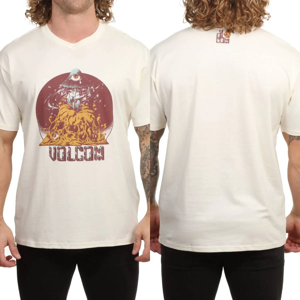 Seltenes Volcom Grafik-T-Shirt aus Baumwolle, Unisex, Sommer, kurzärmelig, modisches Marken-T-Shirt, luxuriöses, lässiges Vintage-T-Shirt – Detail 7
