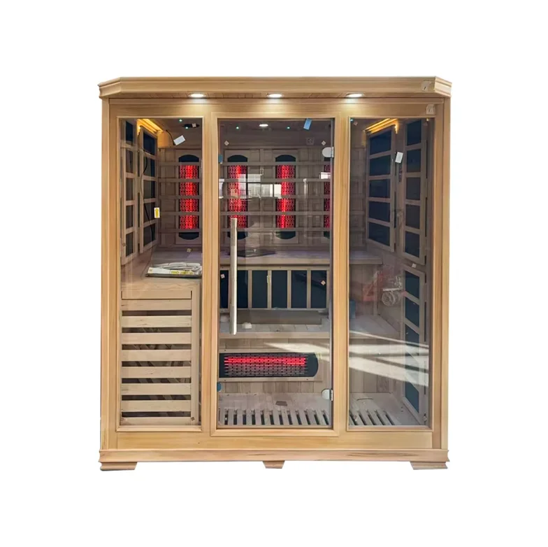 Indoor Dual-System Sauna Room with Eave LED Lighting Hemlock