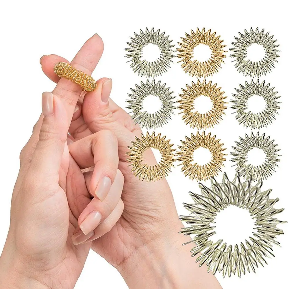 10Pcs Spiky Massage Finger Ring Fidget Sensory Kids Adult Health Care Toy Tool