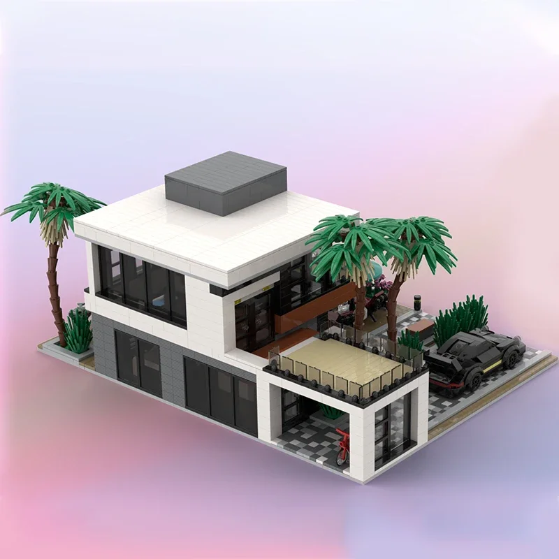 Urban Street View รุ่น Moc อาคารอิฐ Modern Custom House เทคโนโลยี Modular Blocks ของขวัญของเล่นคริสต์มาส DIY ชุดประกอบ