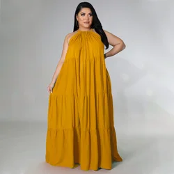 Vestido de fiesta de talla grande para mujer, traje holgado sin mangas de lujo, ropa informal elegante y bonita, otoño e invierno, 2023