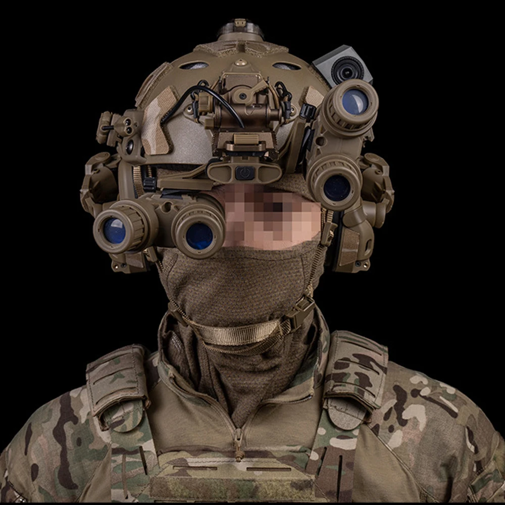 Airsoft FAST Helmet Tactical Folding Panoramic GPNVG 18 Night Vision Goggles Model Set with 2 in 1 GEN 6 Headset Camo Hook Patch - Image 3