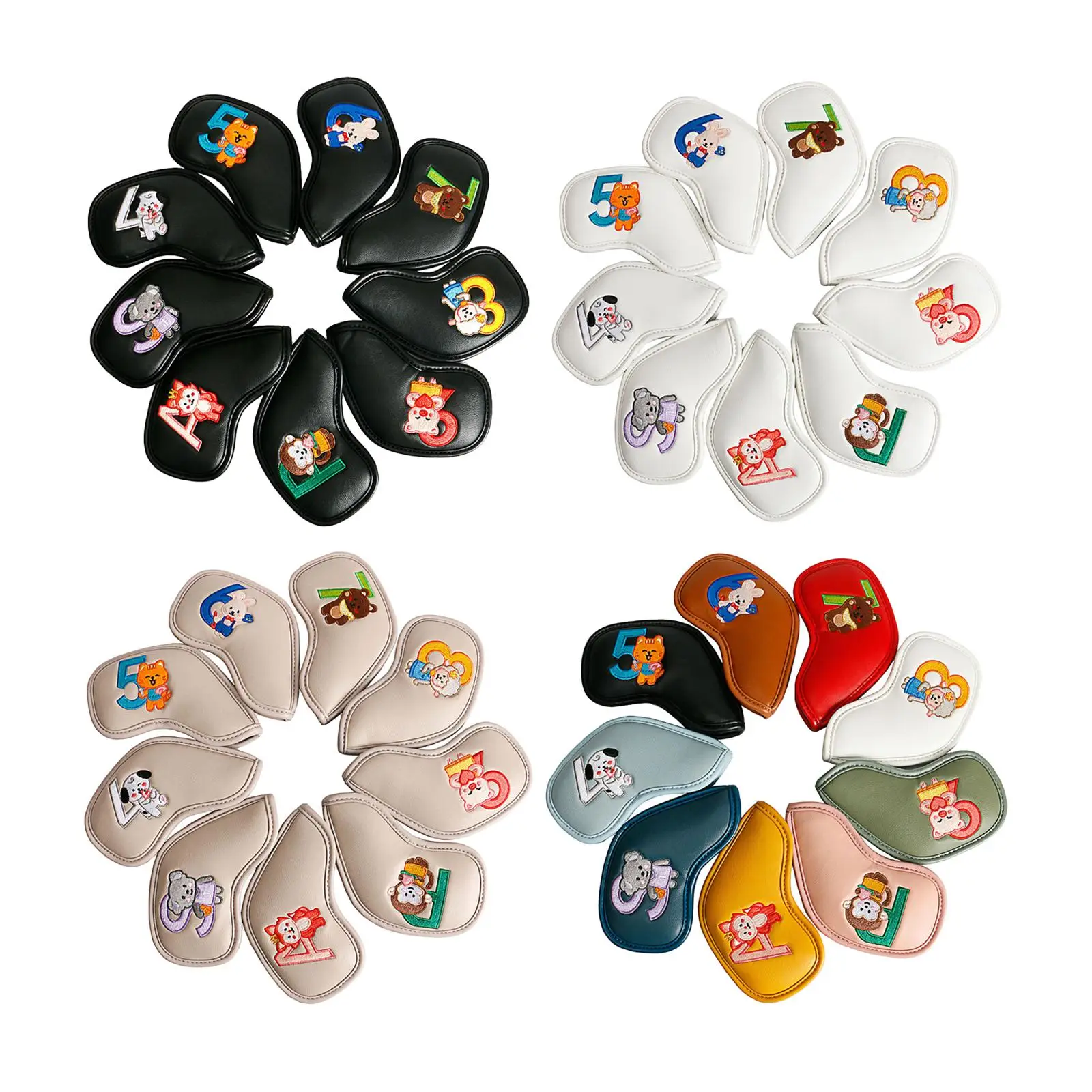 

9x Golf Iron Headcover Set Golf Club Head Cover Putter Cue for Outdoor
