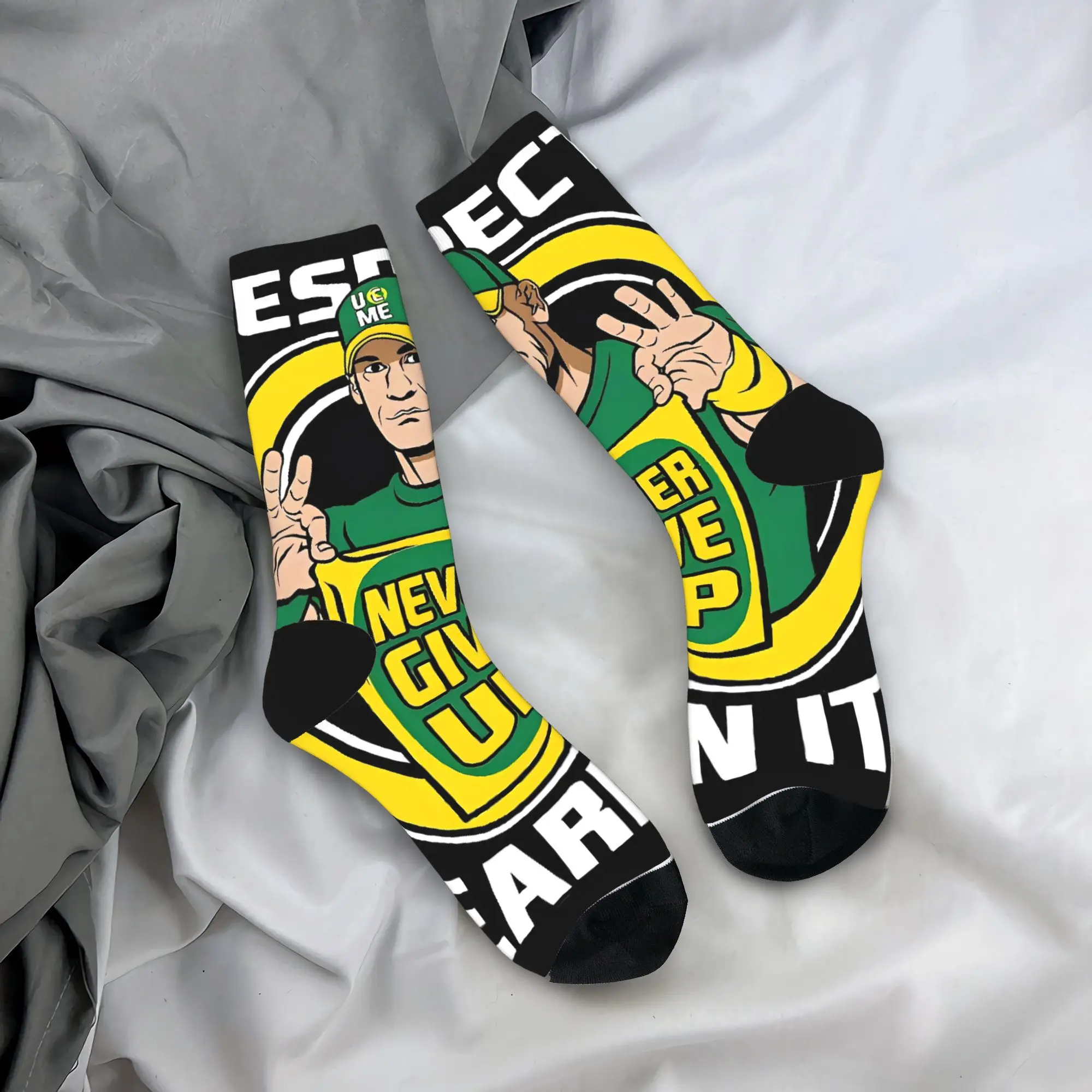 

John Cena Wrestling Stockings Funny Socks Adults Men High Quality Socks Autumn Skateboard Graphic Anti Bacterial Socks Gift