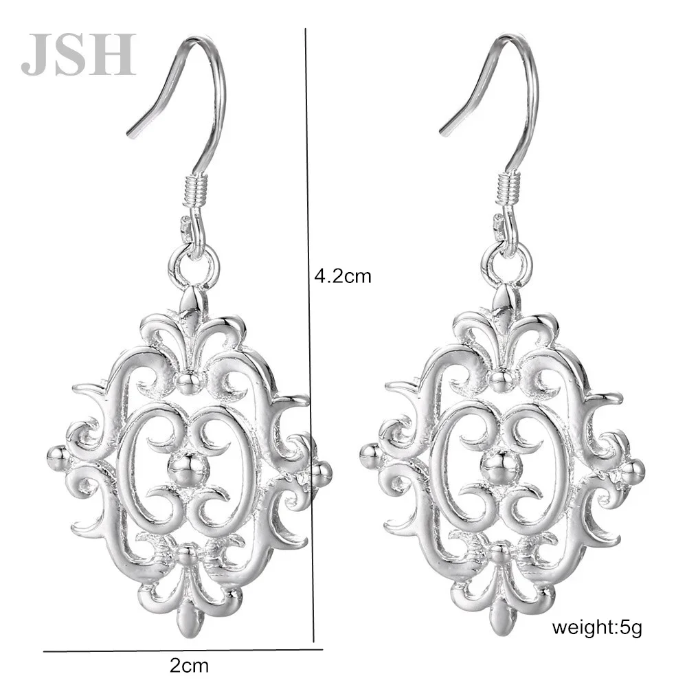 Hot 925 Sterling Silver Street Fashion Retro Window Grilles Earrings For Women High Quality Jewelry Christmas Gift Wedding